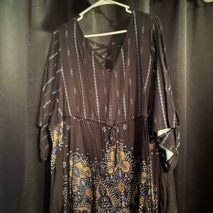 Bohemian Maxi Shirt with Floral Pattern
